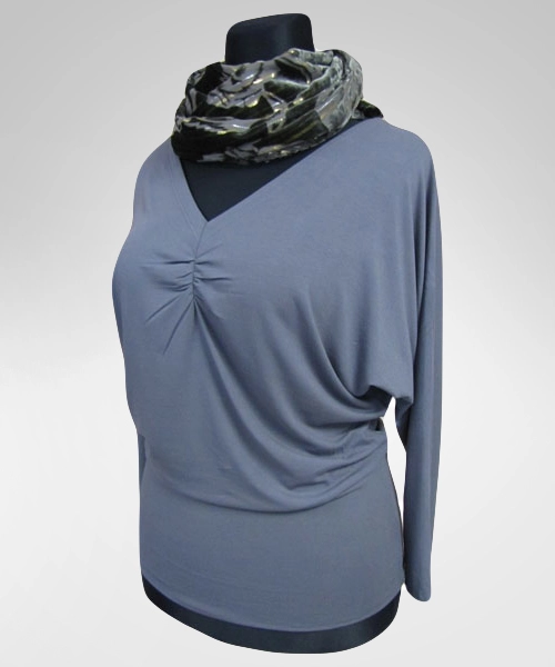 Bluzka Amanda - kimono nietoperz z marszczonym dekoltem